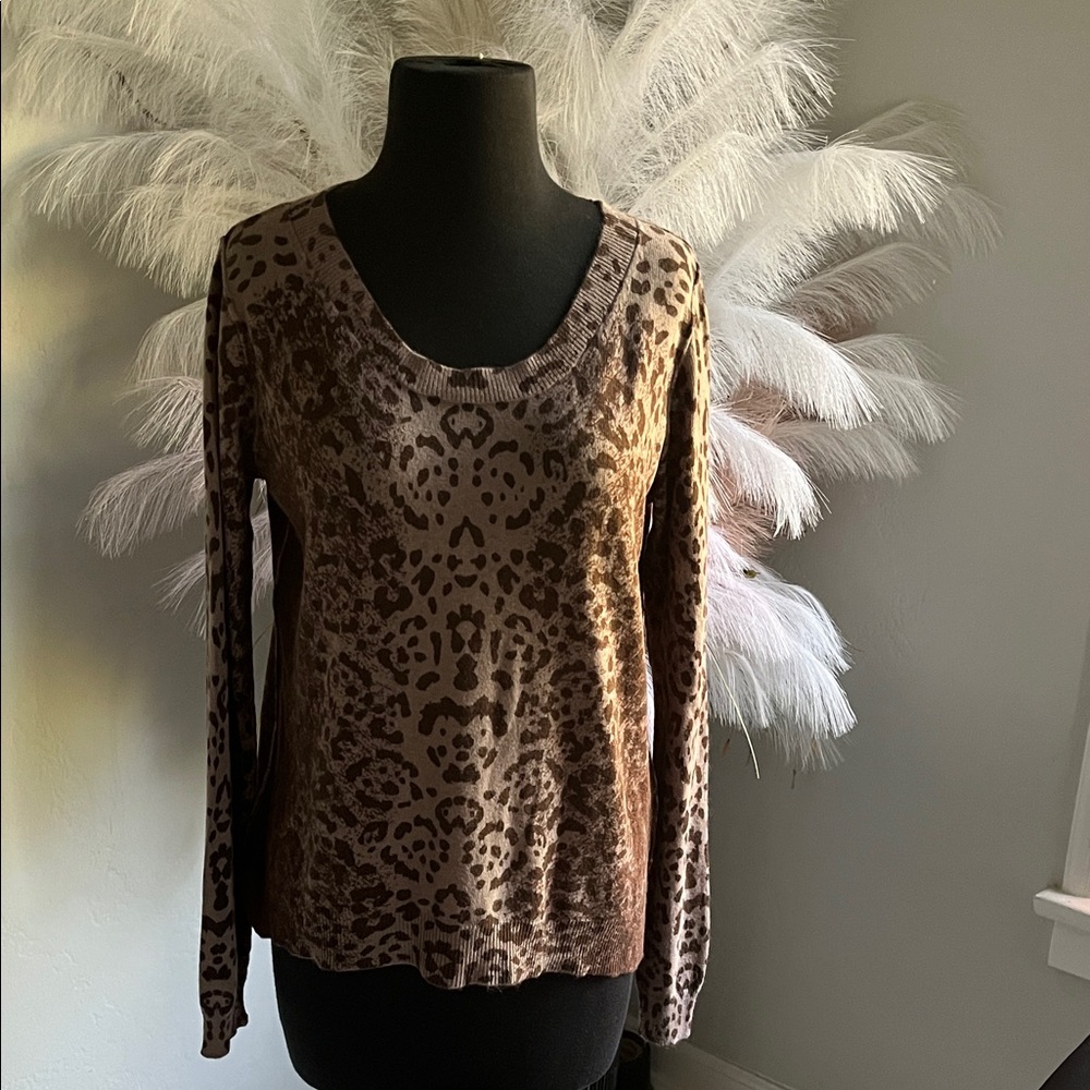 John + Jenn Animal Print Long Sleeve Top